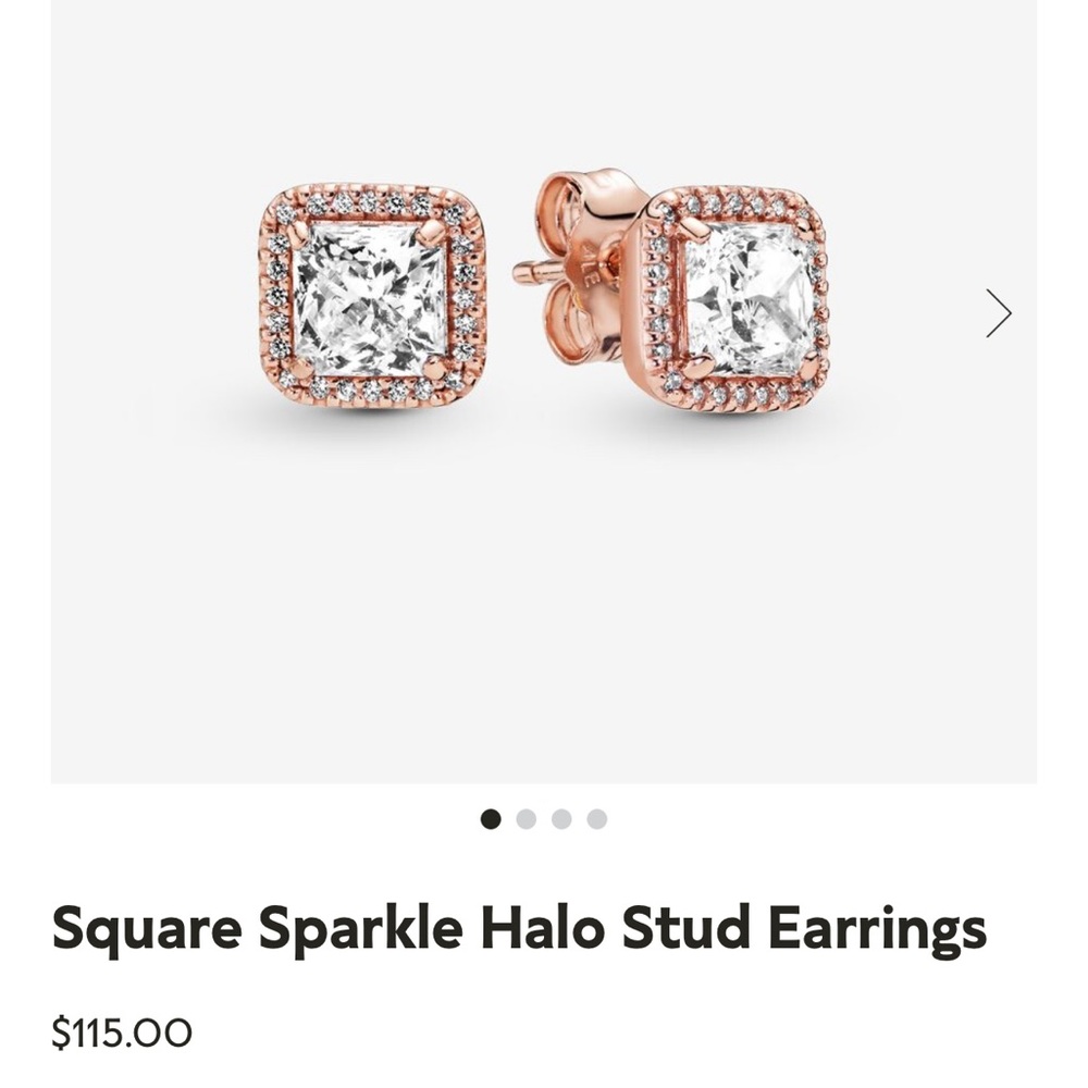 Square sparkle halo stud earrings
